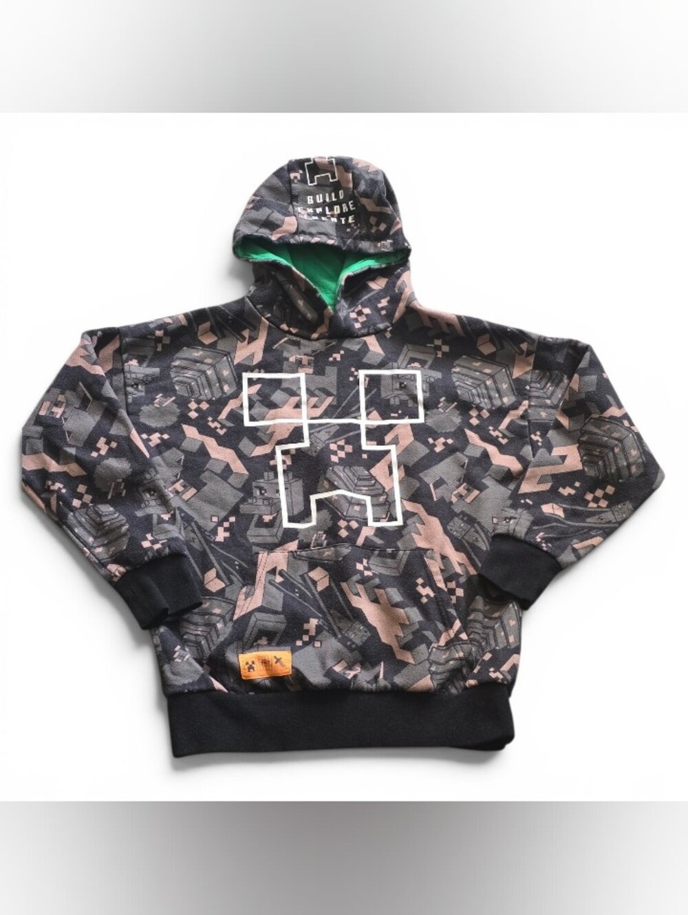 Boys Minecraft Camo Creeper Hoodie 10/11 L